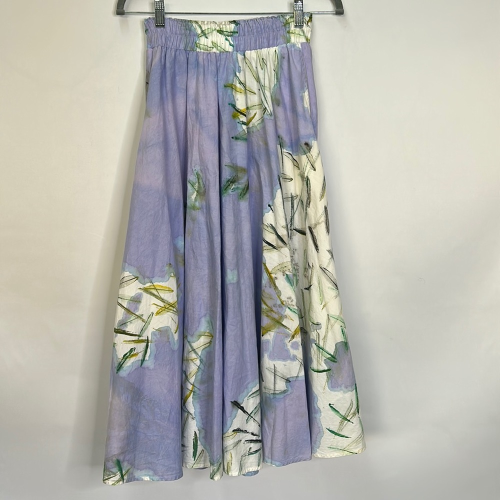 Alegre San Diego vintage art to wear watercolor pastel pocketed maxi skirt